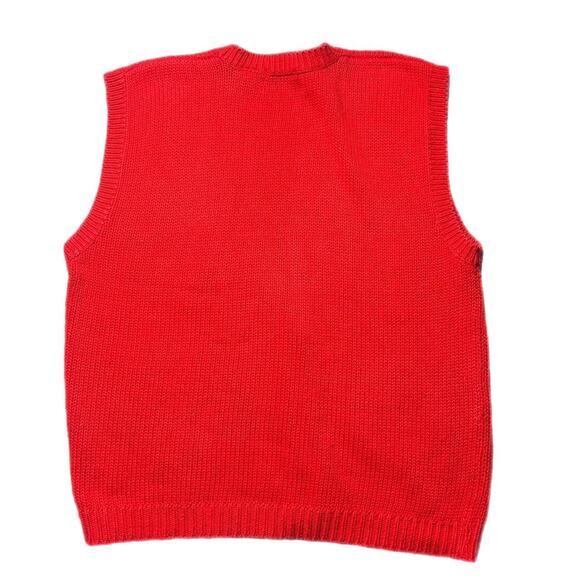 1990s red knitted Christmas wreath sweater vest (XL) - Picture 3 of 5